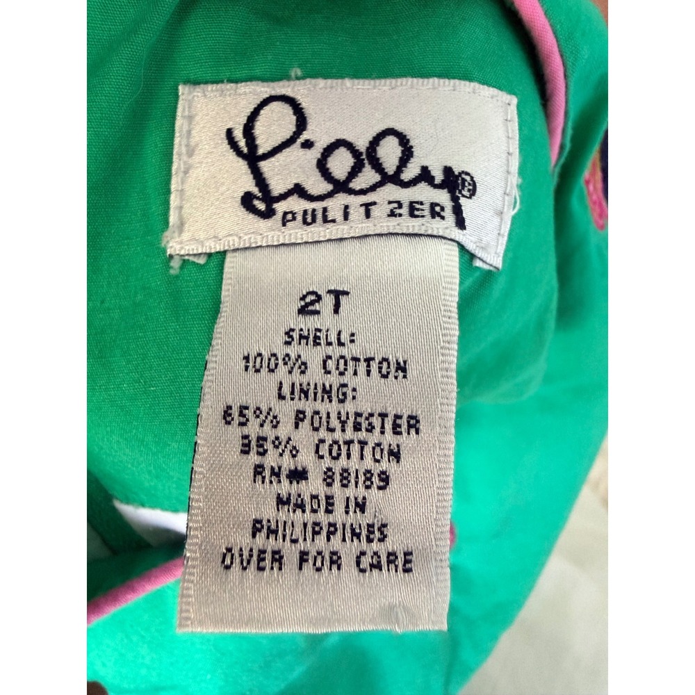Vintage Lilly Pulitzer 2T Green Butterfly Embroidered Eyelet Shift Dress - Picture 3 of 4